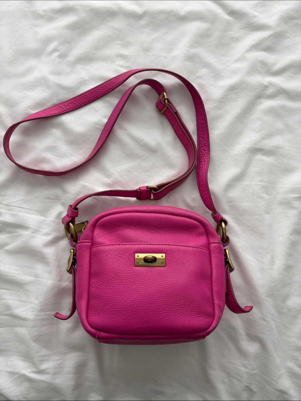 J. Crew Hot Pink Pebbled Leather Crossbody